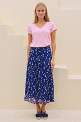 V-Neck Cotton T-shirt | Pink - Aspiga