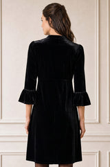 Elsie Short Velvet Dress | Black