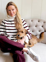 Cashmere Blend Striped Roll Neck Jumper | Cream/Fig