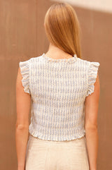 Sleeveless Blouse Patmos Omaris | Cream/Blue