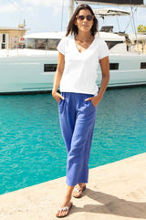 V-Neck Cotton T-shirt | White - Aspiga