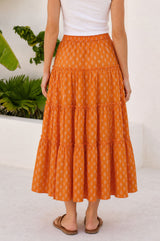 One Size Organic Cotton Skirt | Orange/White