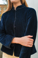 Velvet Quilted Jacket | Navy