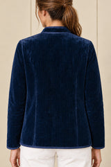 Velvet Quilted Jacket | Navy