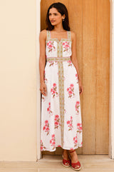 APPROVED Margaritte Block Print Organic Cotton Dress | Pink/Green - Aspiga