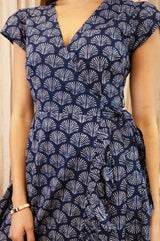 Demi Organic Cotton Wrap Dress | Shell Navy/White