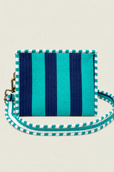 Small Cotton Quilted Bag | Teal/Light Blue