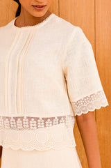 Linen Lace Top | Butter Milk Cream