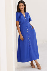 Tessa Organic Cotton Cheesecloth Dress | Cobalt - Aspiga