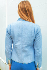 Cotton Quilted Jacket | Steel Blue - Aspiga
