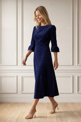Elizabeth Stretch Corduroy Midi Dress | Atlantic Blue