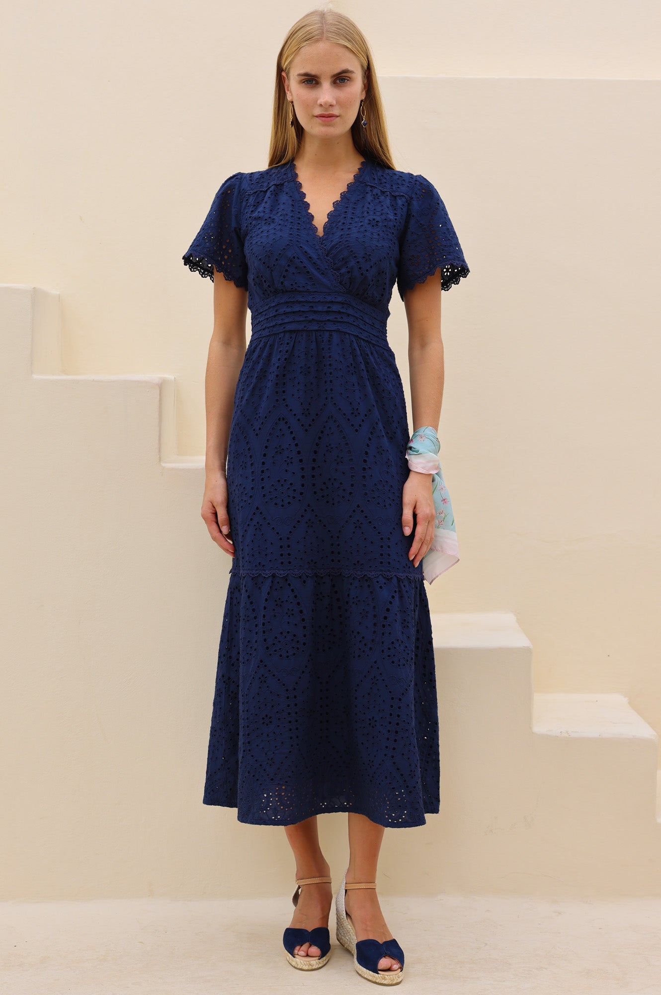 APPROVED Edie Cotton Broderie Dress | Navy - Aspiga