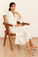 Thea Cotton Blend Lace Dress | Ecru