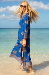 Guadalupe Maxi Organic Cotton Tunic | Cobalt/Gold - Aspiga