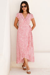 APPROVED Demi EcoVero™ Wrap Dress | White/Pink - Aspiga