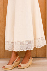 Linen Lace Skirt |  Butter Milk Cream