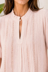 Vienna Cotton Short Sleeve Blouse | Blush