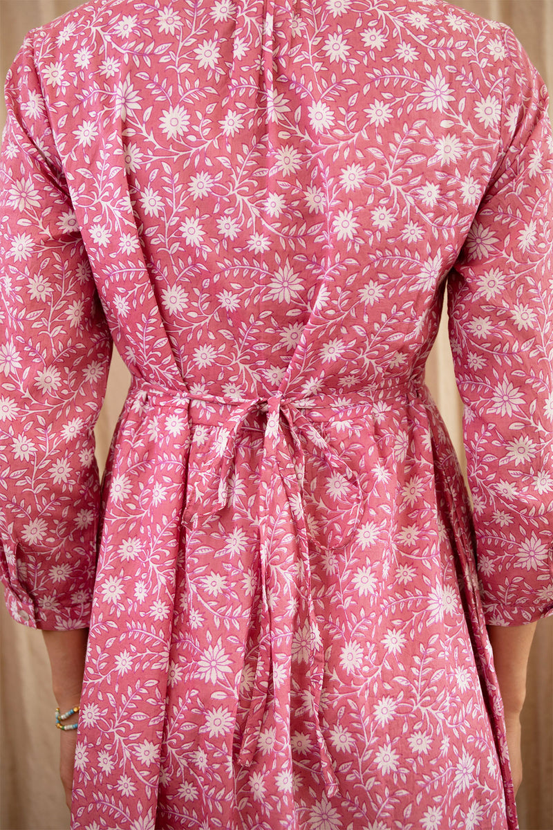 Mara Organic Cotton Dress | Primula Print Pink/White