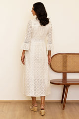 Thea Cotton Blend Lace Dress | Ecru