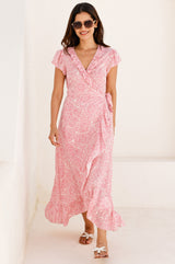 APPROVED Demi EcoVero™ Wrap Dress | White/Pink - Aspiga