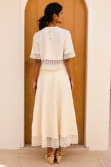 Linen Lace Skirt |  Butter Milk Cream