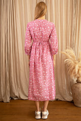Mara Organic Cotton Dress | Primula Print Pink/White