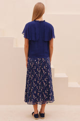 RHS Mira Printed Chiffon Skirt | Navy
