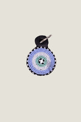 Large Beaded Circle Keyring | Sky Blue/White