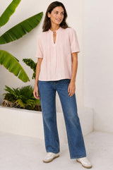 Vienna Cotton Short Sleeve Blouse | Blush