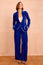Asha Velvet Single Breasted Blazer | Azure Blue