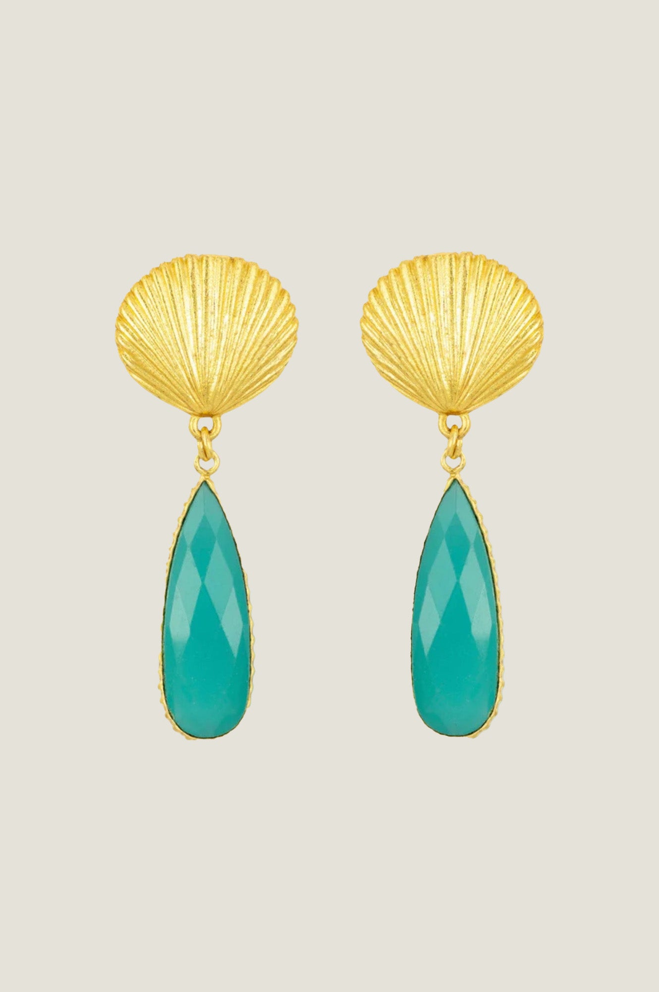 ASHIANA Tria Shell Earrings | Gold/Teal