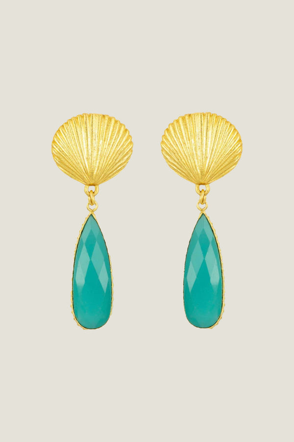 ASHIANA Tria Shell Earrings | Gold/Teal