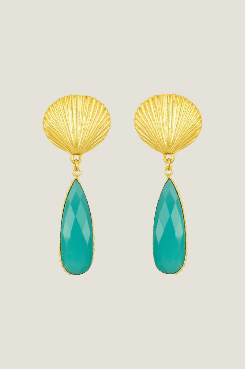 ASHIANA Tria Shell Earrings | Gold/Teal