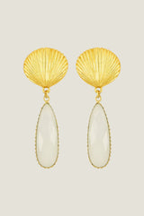 ASHIANA Tria Shell Earrings | Gold/White