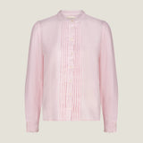 Holly Pin Tuck Organic Cotton Cheesecloth Long Sleeve Blouse | Blush Pink