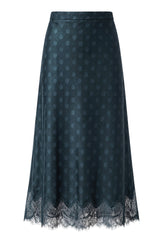 Satin Jacquard Spot Slip Skirt | Navy