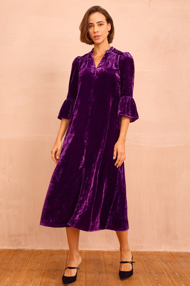 Aspiga Women's Ladies Sustainable Astrid Velvet Dress Winter Occasion Event - Purple Aspiga Women's Ladies Sustainable Astrid Velvet Dress Winter Occasion Event - Purple
