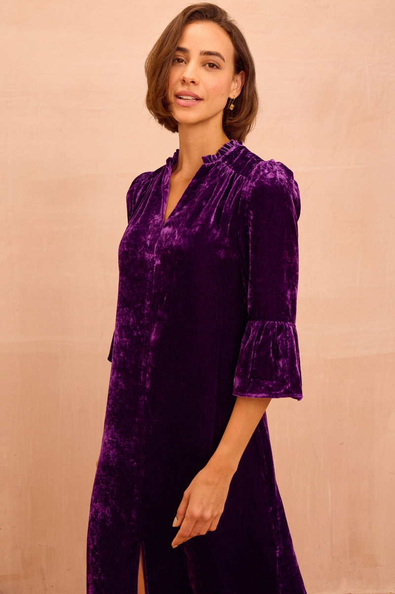 Aspiga Women's Ladies Sustainable Astrid Velvet Dress Winter Occasion Event - Purple Aspiga Women's Ladies Sustainable Astrid Velvet Dress Winter Occasion Event - Purple
