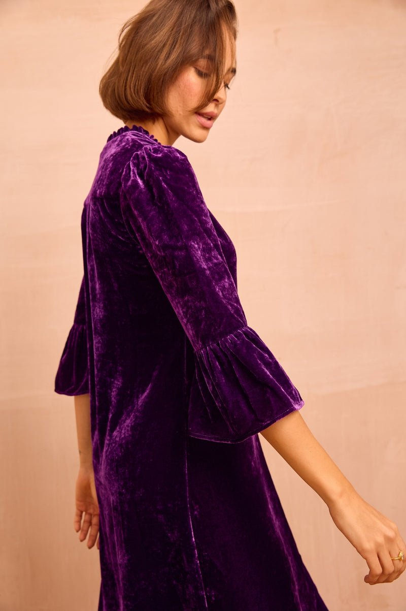 purple suede dress Burmay Dress in Faux Suede Lilac