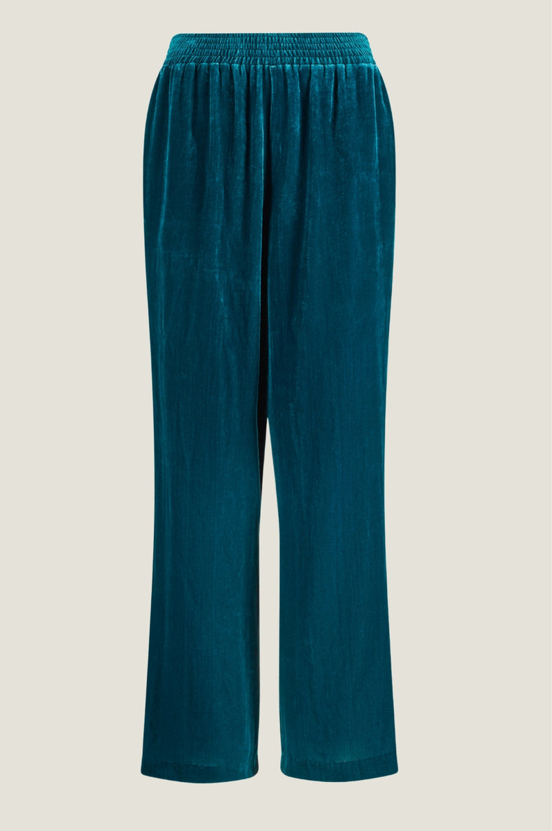 Velvet Side Stripe Trousers | Teal