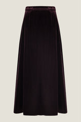 Velvet Midi Skirt | Aubergine