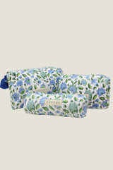 Block Print Organic Cotton Cosmetic Case | Garden Jaal Blue/Green - Aspiga
