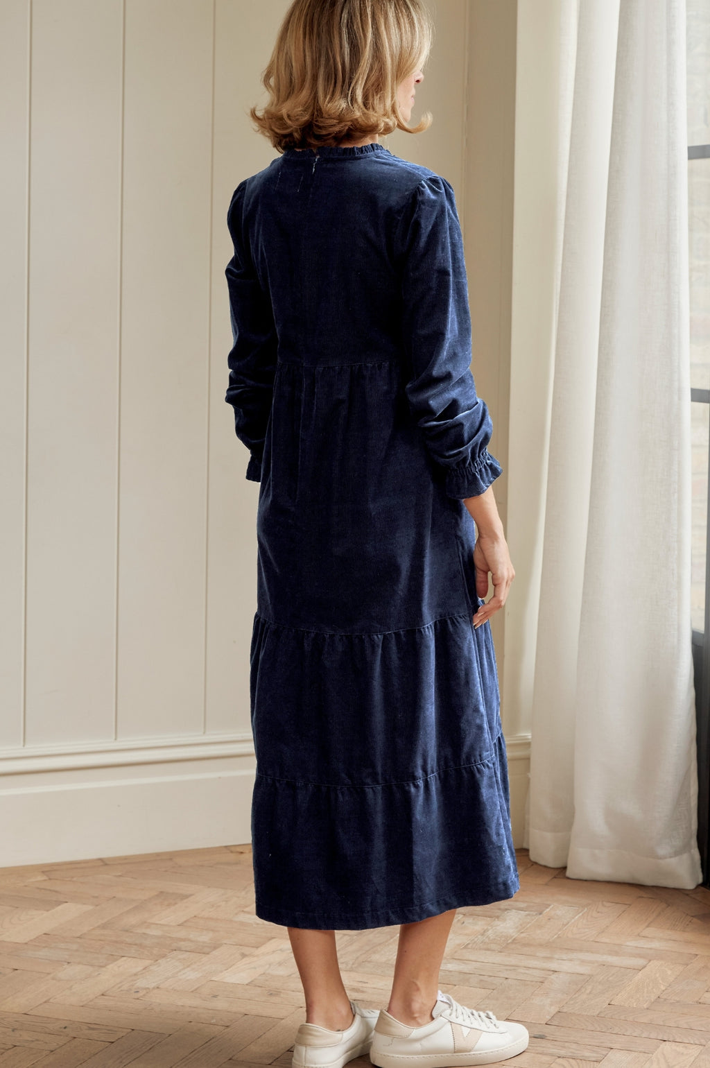 Aspiga Ladies Sustainable Liv Corduroy Organic Cotton Midi Dress Ink Blue