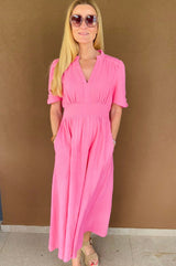 Esha Organic Cotton Cheesecloth Dress | Pink