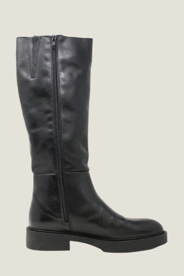 ALPE Leather Knee High Flat Boots | Black