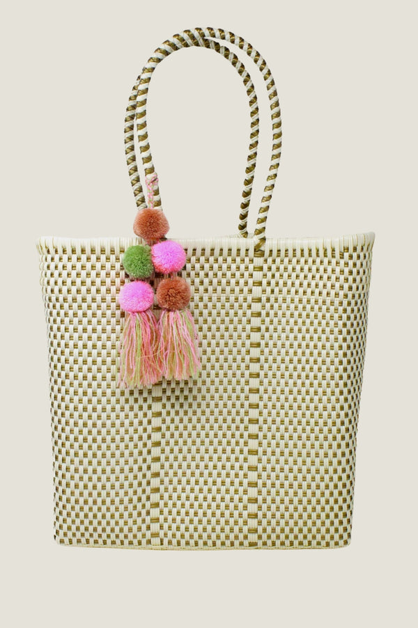 Bombon Medium Tote | Bone/Gold