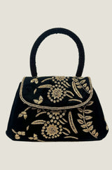 Embroidered Handbag | Black/Gold