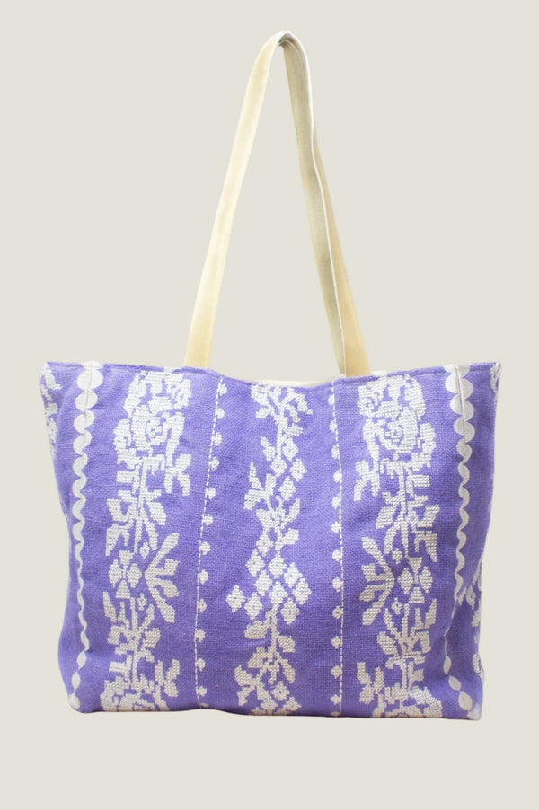 Paros Jute Bag | Cornflower/White