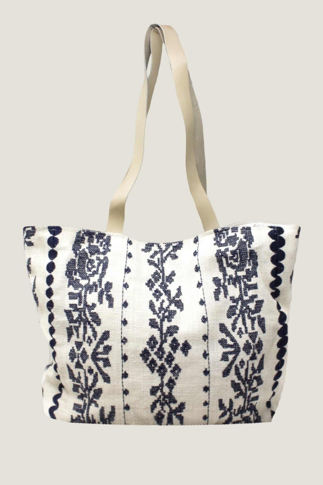 Paros Jute Bag | White/Navy