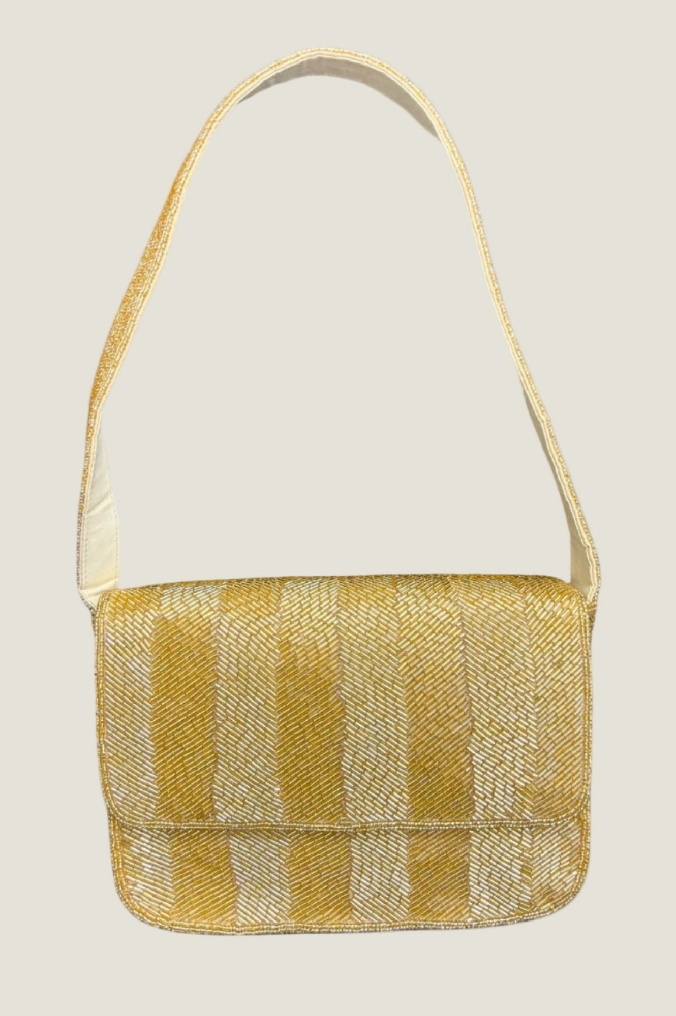 Beaded Strap Handbag | Chevron Gold
